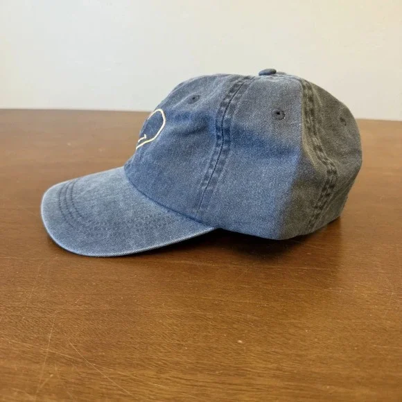 Cinq à Sept Embroidered Denim Hat Blue Womens One Size Heart Smiley Face Dad Cap - Picture 3 of 5